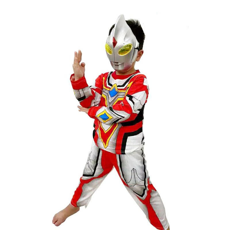 KOSTUM BAJU ANAK LAKI LAKI ULTRAMEN / KOSTUM BAJU ANAK ULTRAMEN PUTIH GRATIS TOPENG