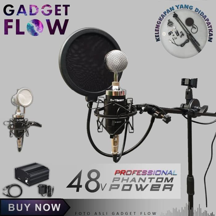 al120 PAKET KOMPLIT MIC BM 8000 STAND Microphone BM8000 PHANTOM POWER