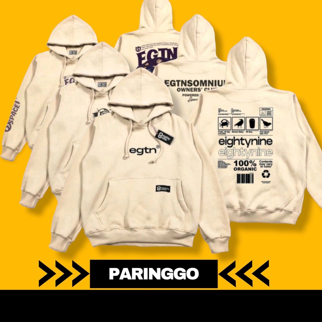 PARINGGO-JAKET HOODIE SWEATER PRIA & WANITA KEREN OVERSIZE ORIGINAL DISTRO WARNA CREAM