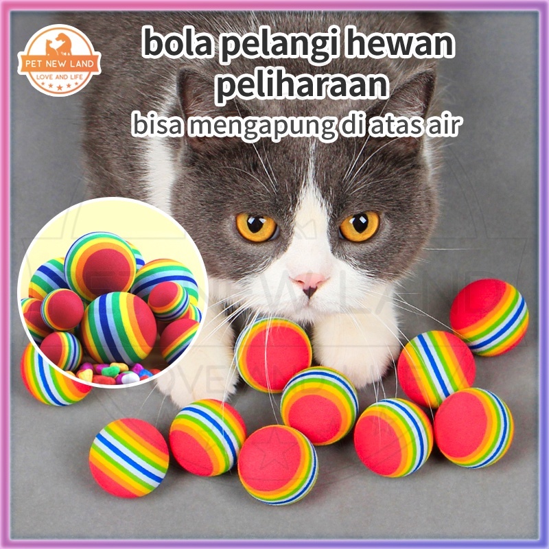 Mainan Bola Pelangi Kucing Anjing Bola Interaktif Elatis Rendah Pet Toy Aksesoris Hewan Peliharaan