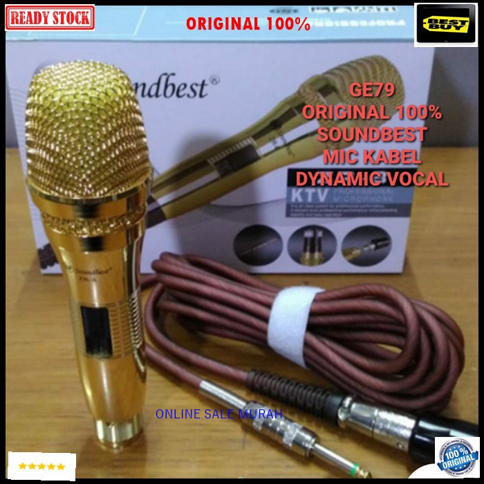 G79 Soundbest mic mik kabel cable dynamic legendary karaoke vocal vokal musik Microphone audio sound system pengeras suara pro profesional mikrophone legendaris G79  GOLDEN  TERBUAT DARI BESI METAL  BISA SEGALA JENIS ALAT AUDIO  TIDAK MENGGU