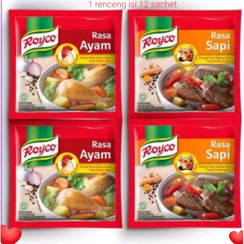 Royco renceng rasa ayam dan sapi 1 renceng isi 12 sachet