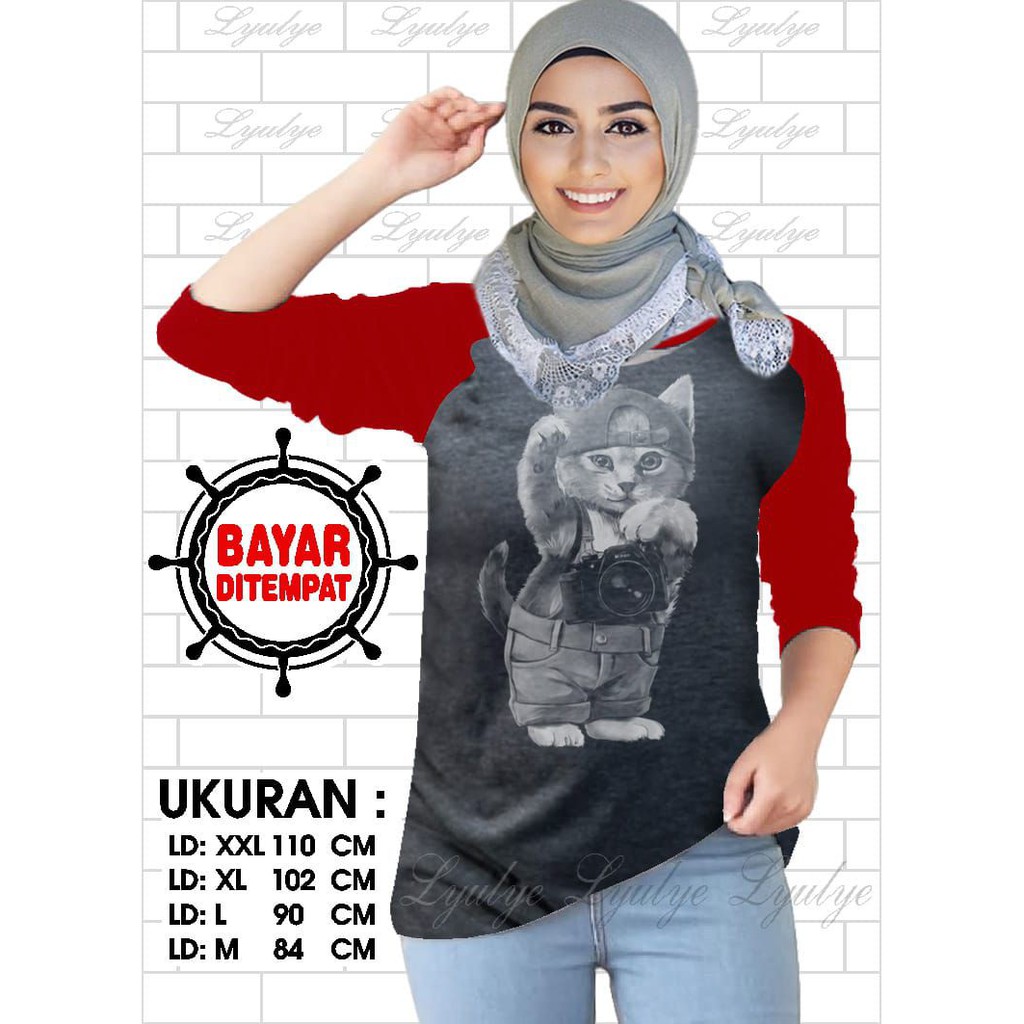 Kaos Raglan (KK)/Kaos Wanita Lengan Tanggung/ Kaos Wanita/ Kaos Cewek/ Kaos Oblong/Misty