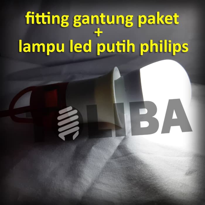 colokan steker fitting gantung kabel saklar on off + lampu led philips