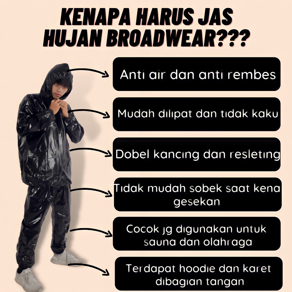 BRO AD Jas Mantel Mantol Raincoat Hujan Ujan Pria Wanita Dewasa Murah Keren Premium Outdoor