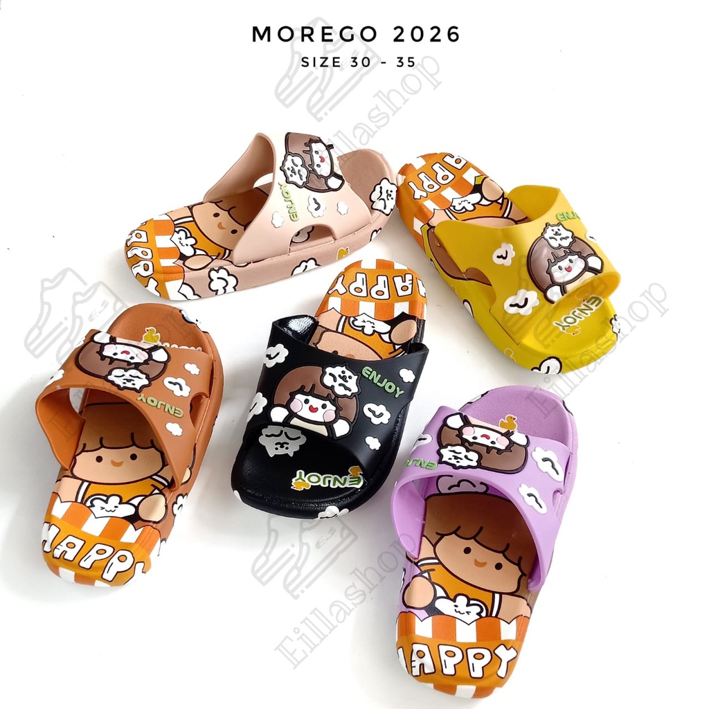 Sandal Slop Slip On Anak Perempuan Colorfull Lucu Lentur motif  Girl Morego 2026