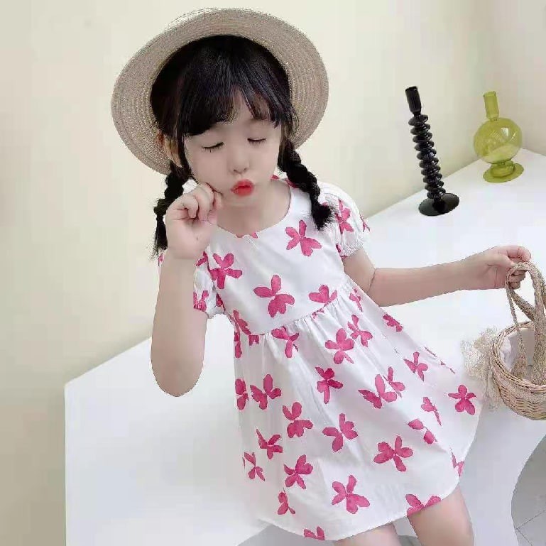 Promo !! Dress murah anak cewek / dress much butterfly so cute import uk 6bln-2th uk 5,7,9,11,13 (biru,pink)