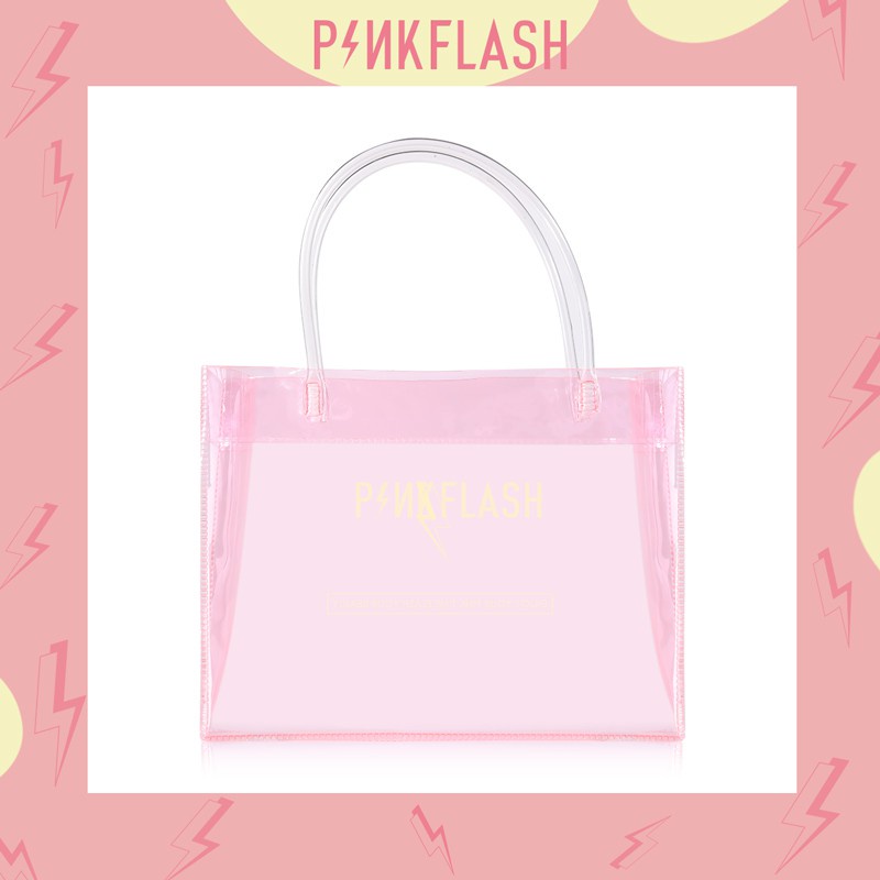 PINKFLASH PVC Makeup PINK Handbag  Gift bag Waterproof PVC Travel pouch Cosmetic pouch transparent bag