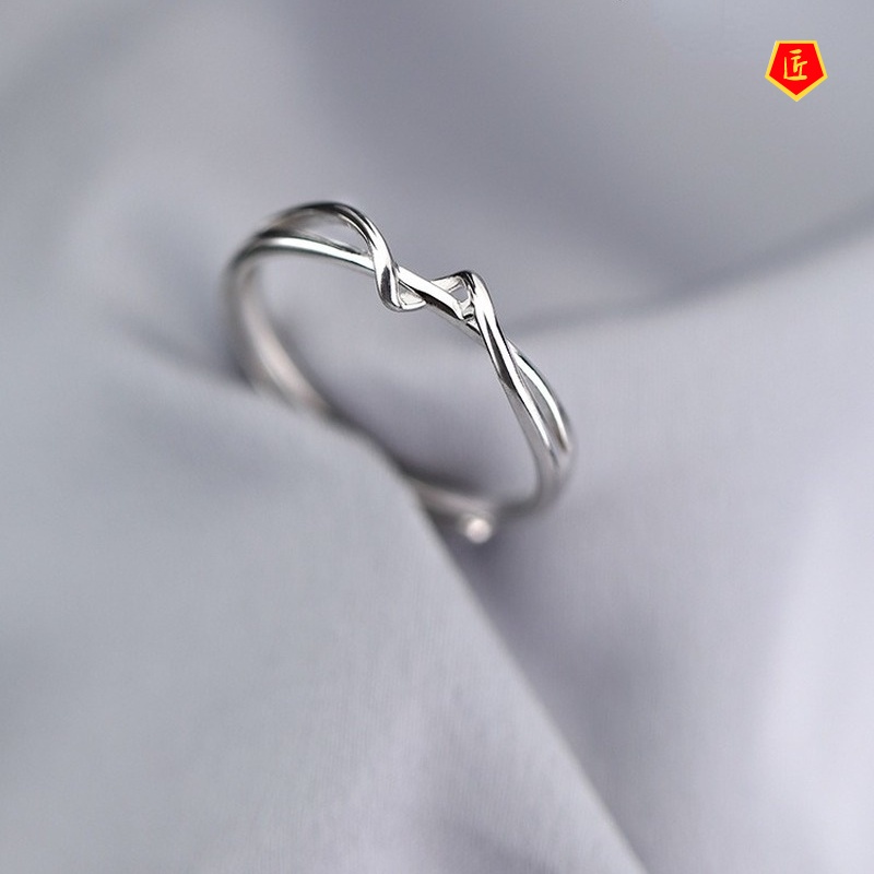 [Ready Stock]Women's Korean-Style Simple Line 925 Silver Ring