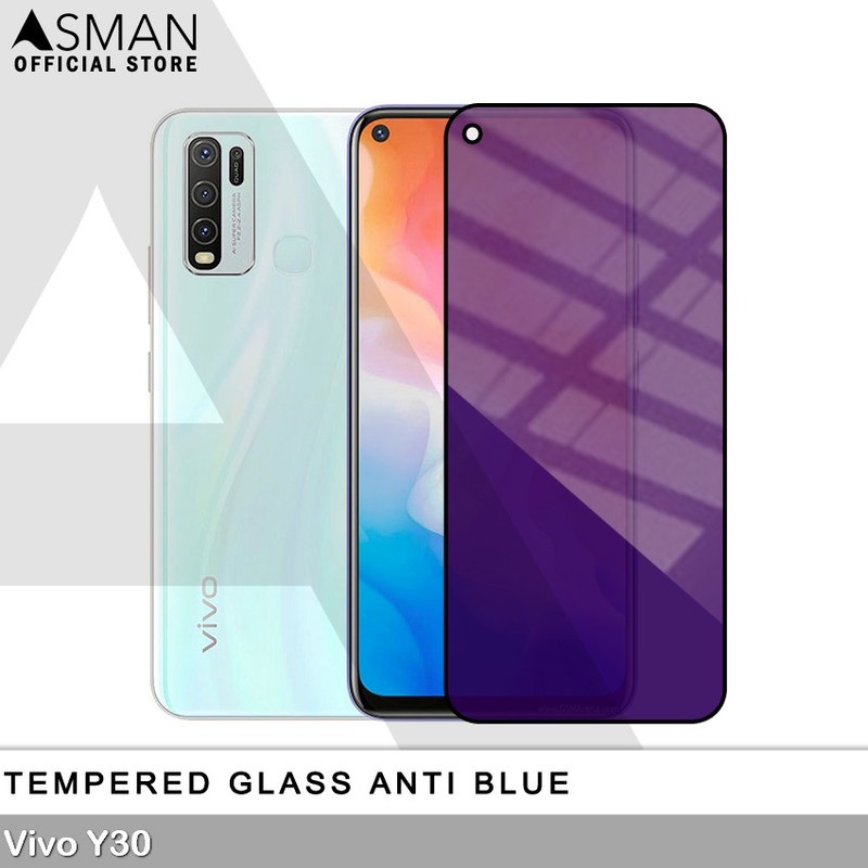 Tempered Glass Blue Light Full Lem VIVO Y30 Anti Radiasi Screen Protector