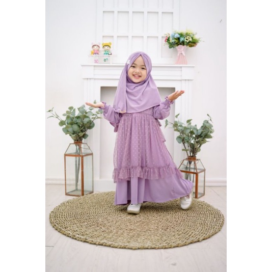 Gamis Anak Set Hijab dan Outer 3in1 (baju muslim+jilbab+outer)