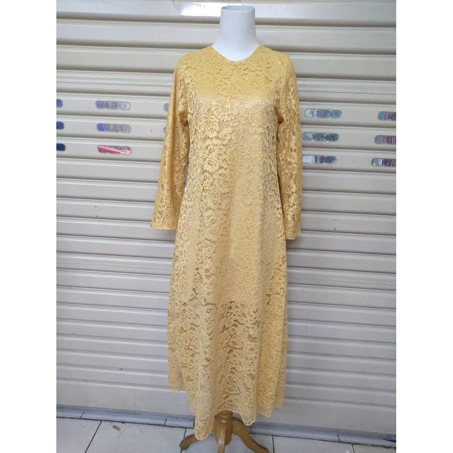 Kebaya Modern Brokat Gamis Kurung Mustard