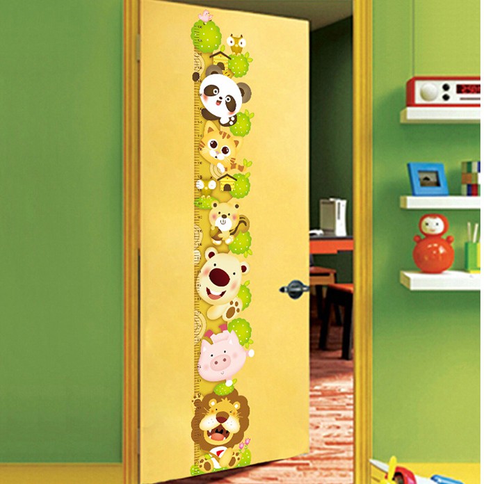 RELIZA WALL STICKER PENGUKUR TINGGI BADAN POHON ANAK ANIMAL HEWAN STICKER DINDING ABC1014