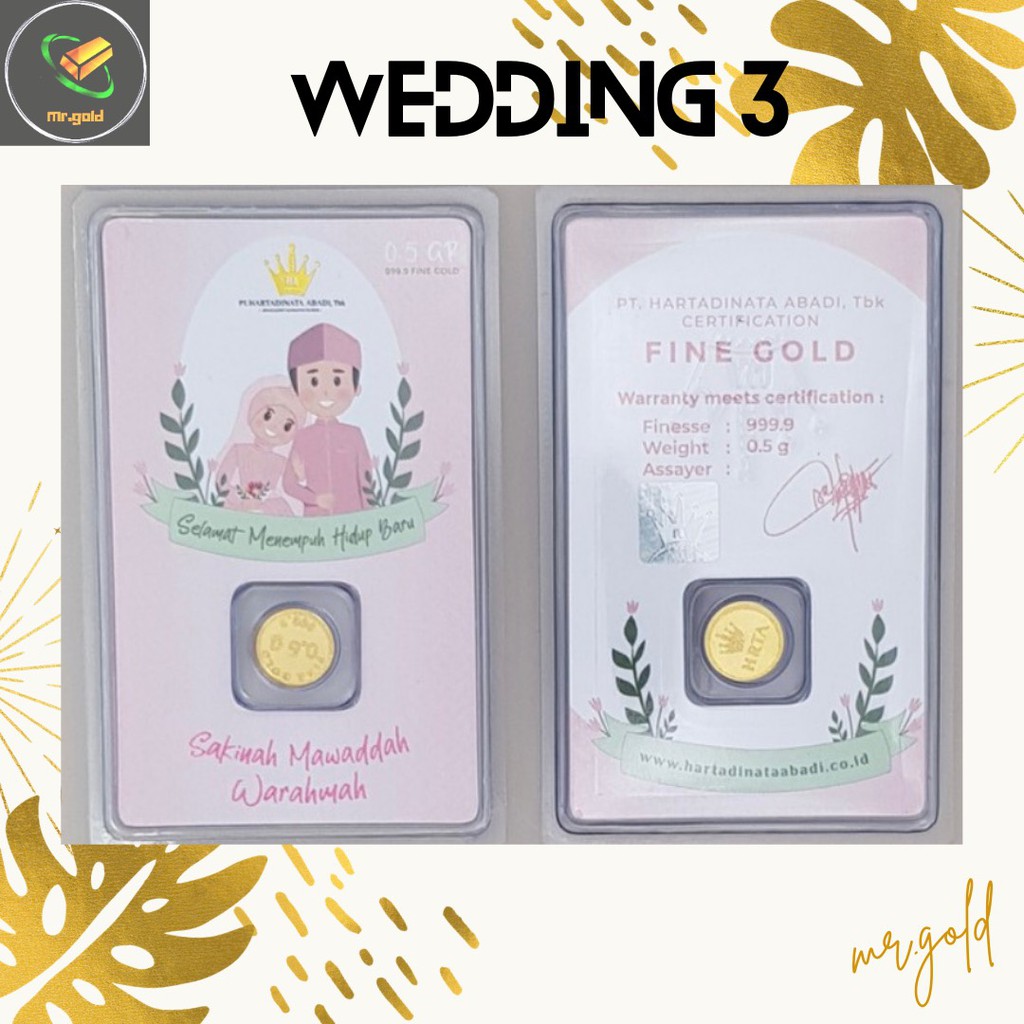 EMAS LOGAM MULIA MINI HARTADINATA ABADI 0.5 GRAM EDISI WEDDING 3 GIFT SERIES ACC LM HT / LM HRTA