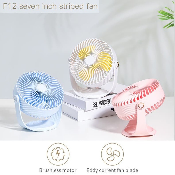 WT-F12  7 Inch 360 Rotatable Rechargeable Mini Desktop Fan