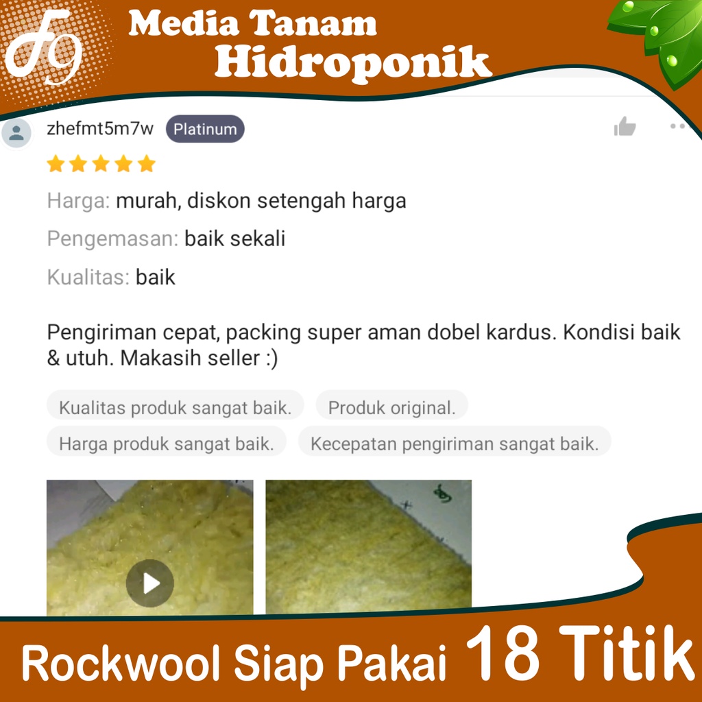 Rockwool Media Tanam Hidroponik Siap pakai 18 titik lubang tanam, Cultilene Asli