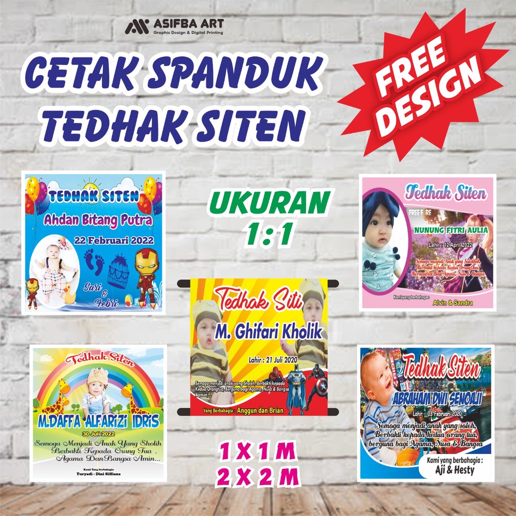 Cetak Spanduk MMT Banner Tedhak Siten Persegi FREE DESAIN Ukuran 1x1m dan 2x2m, Bahan Flexy 280 GSM 
