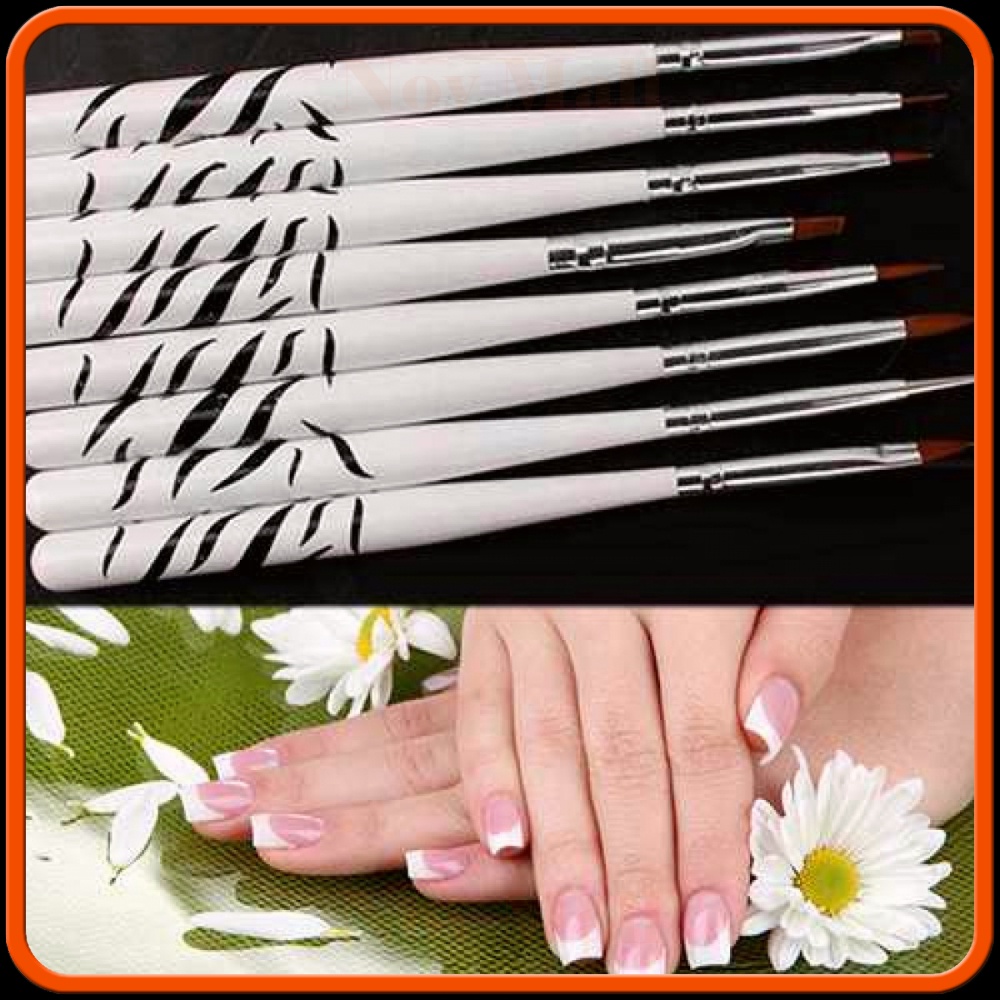 Brush Kutek Kuku Zebra Nail Art 8 PCS