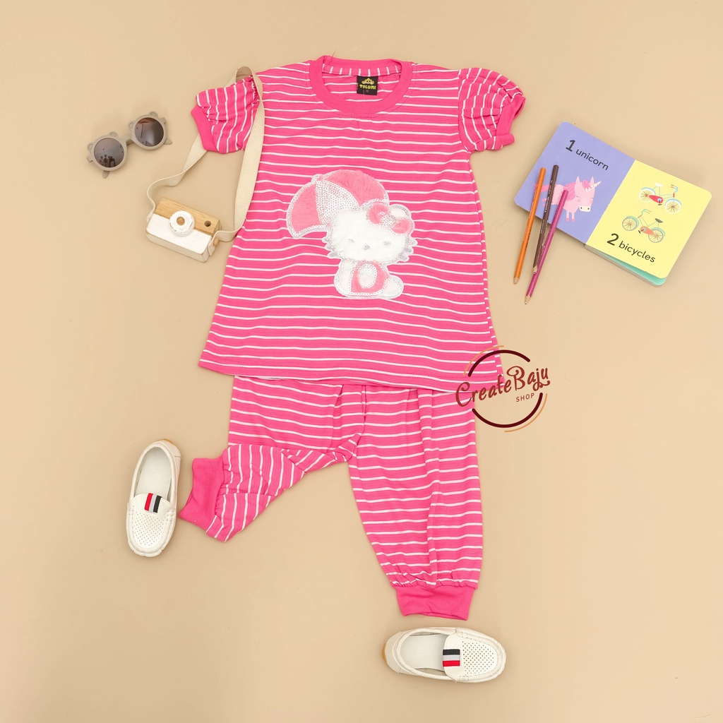 SETELAN ANAK PEREMPUAN 1-10 TAHUN HELLO KITTY BAJU ANAK CEWEK LENGAN PENDEK MURAH