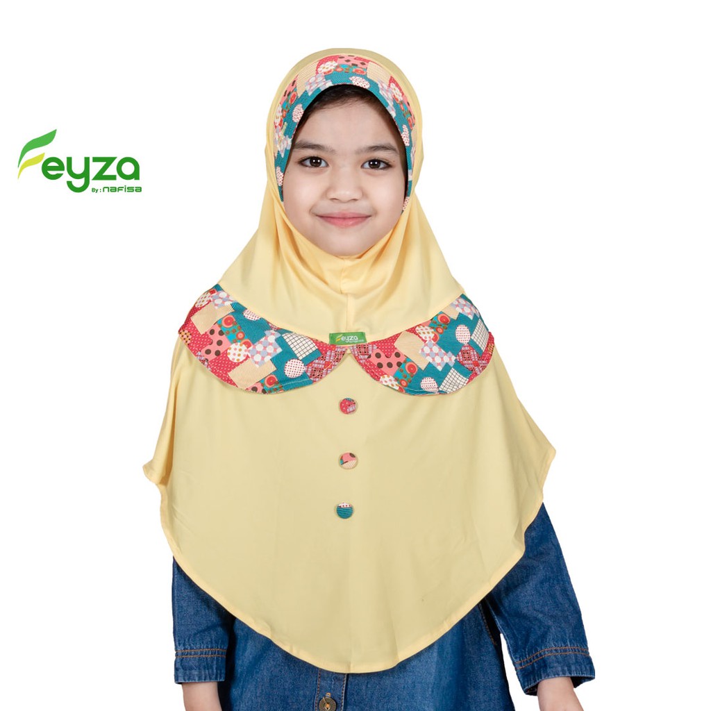 Jilbab Instan Anak Feyza Haruni | Hijab Instan Anak Kombinasi Motif Kerudung Bergo Anak 6 - 8 Tahun