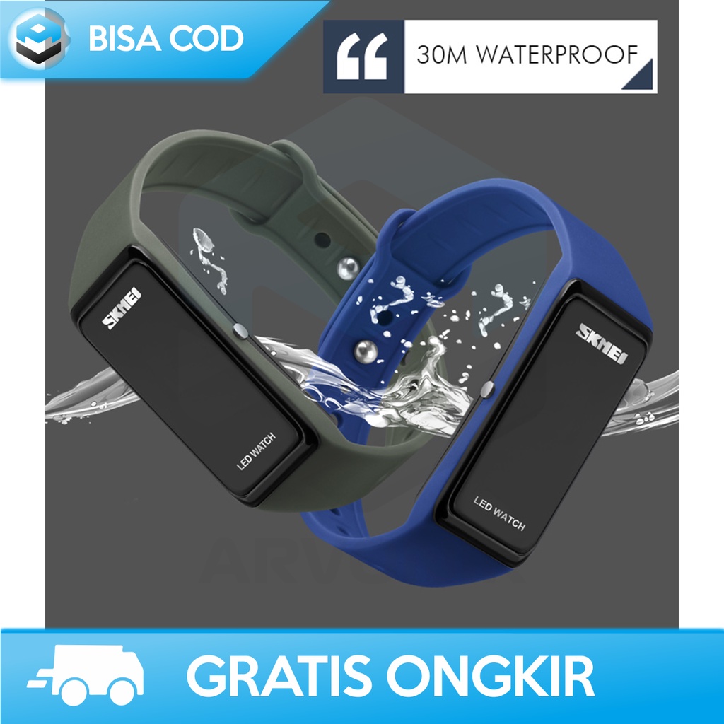 JAM TANGAN PRIA DIGITAL LED WRISTBAND ANTI AIR ORI SKMEI 1265A MURAH