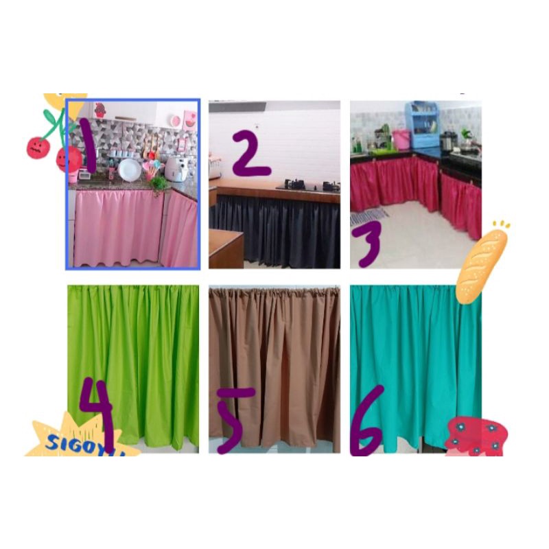 gorden kolong dapur motif polos