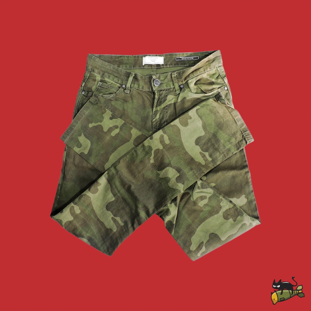 Zara Man Denim Couture Camo Long Pants