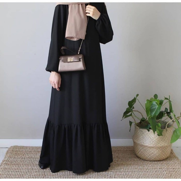 TERBARU     Abaya Gamis Polos Hitam Jetblack Diana Rempel - Abaya Saudi Gamis Arab