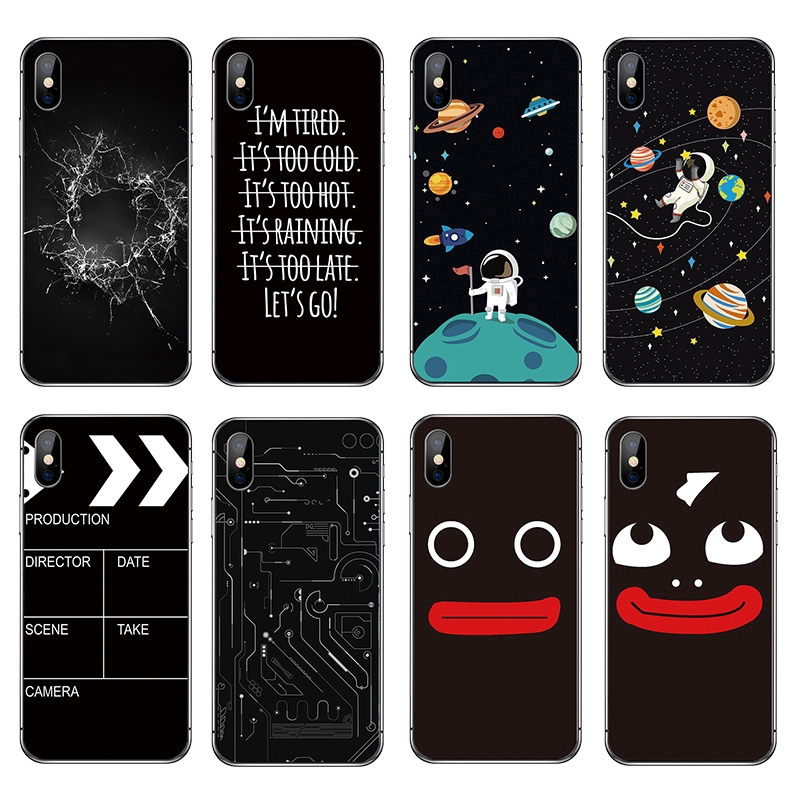 Soft Case TPU Motif Astronot Luar Angkasa untuk iPhone x 8