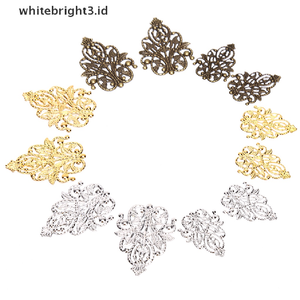 {whitebright3.id} 20Pcs Mix Filigree Crafts Hollow DIY Embellishments Findings Jewelry Accessories ,