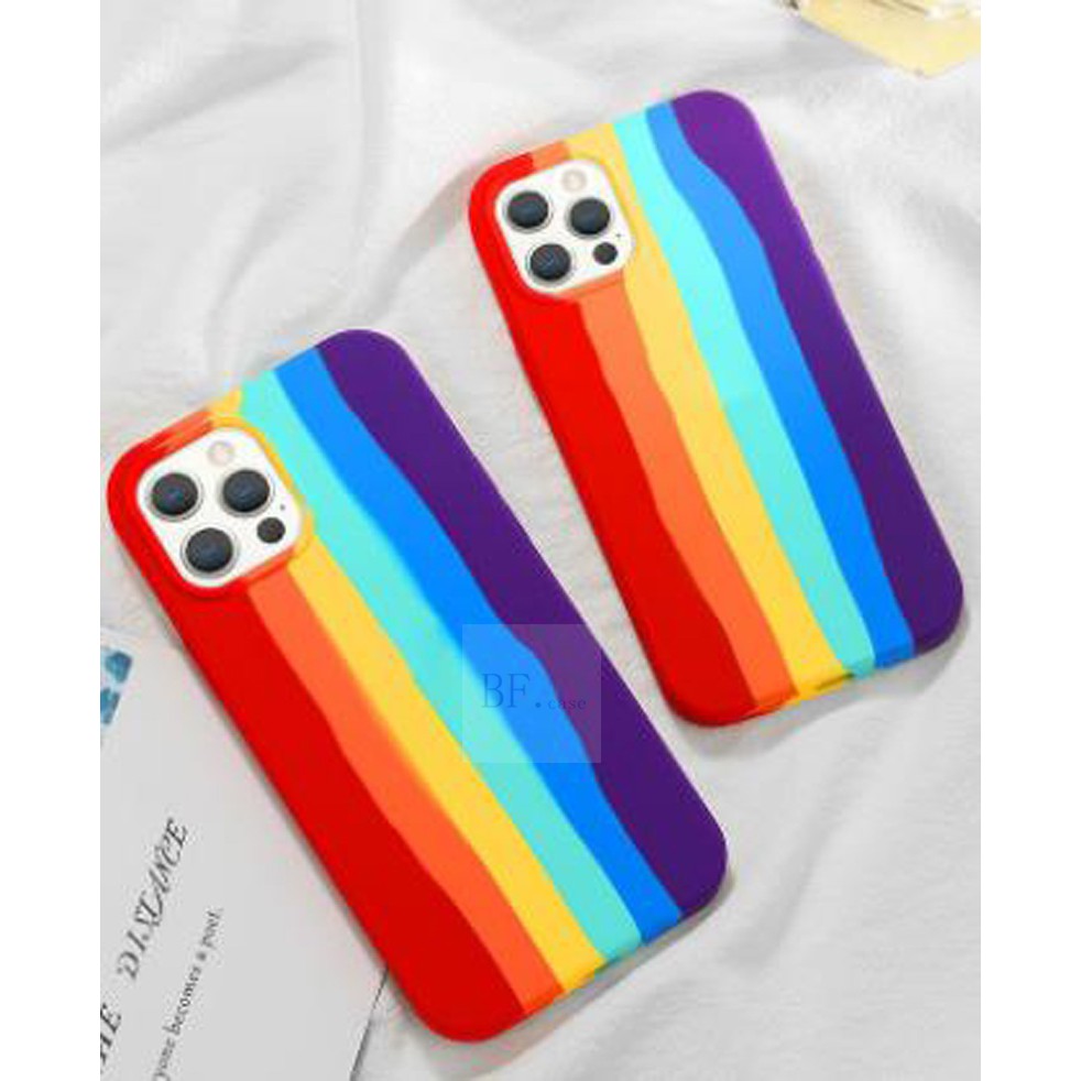 Soft Case Bahan Tpu Motif Logo Garis Pelangi Untuk Iphone 12 12pro 12mini 12promax 6 / 6s 7 / 8 Plus Se2020 X Xs Xr Xs Max 11 Pro Max