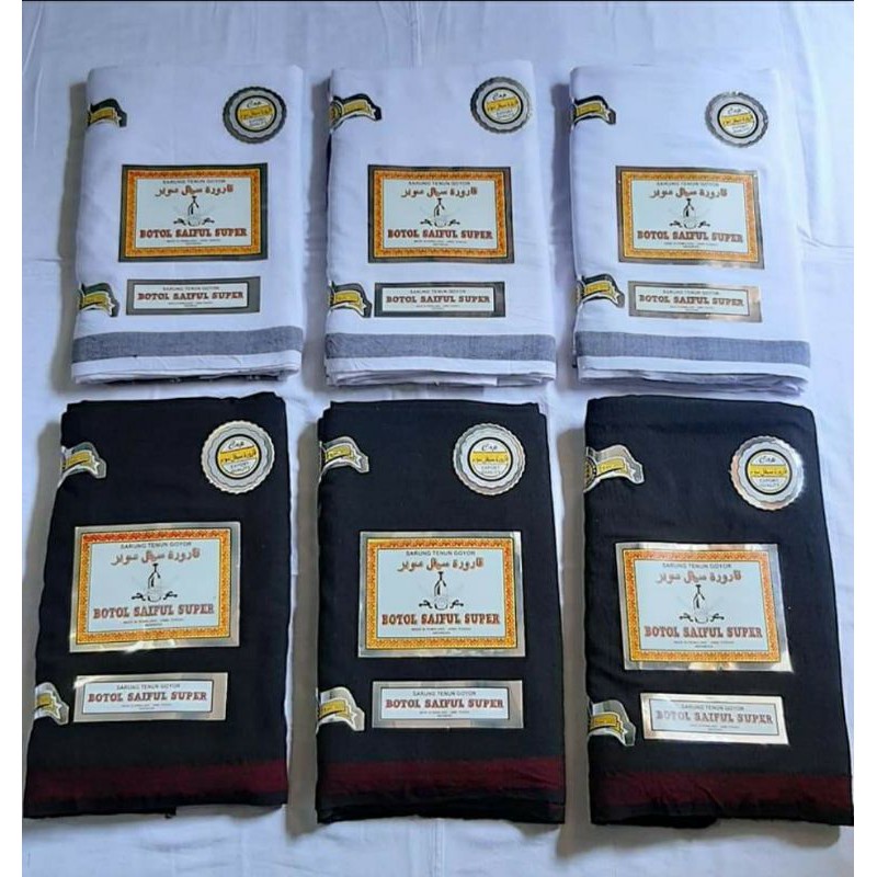Sarung Goyor ATBM Hitam / Putih Polos  100% Rayon Viscos 1 Kg 2 Sarung