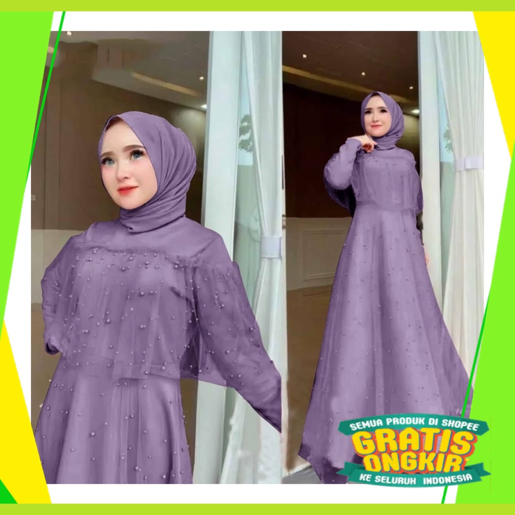 Maxi Hijau ijo Green Lumut Stabilo Lemon Jotol Botol /  Mutiara Gamis Tile Premium/Gamis Bridesmaid/