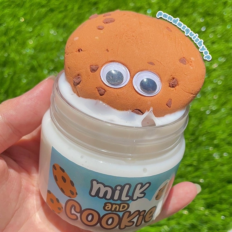 milk and cookie slime by pandasquishyshop/original slime/clay slime/ milky slime