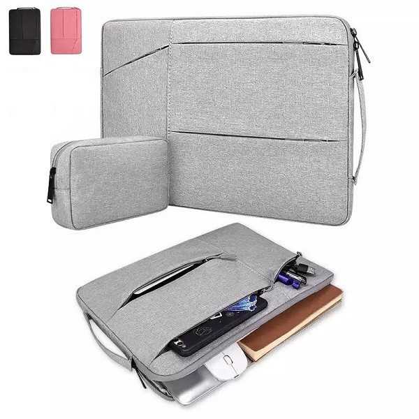 Tas Laptop 13 inch Softcase Pocket Jinjing With Pouch Waterproof - Grey