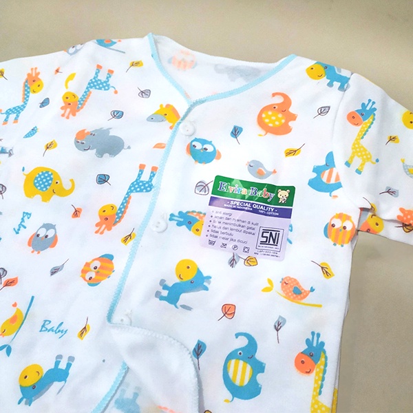 3 Pcs Baju Bayi Tangan Panjang Elvira Baby Newborn Mix Warna 0-3 Bulan