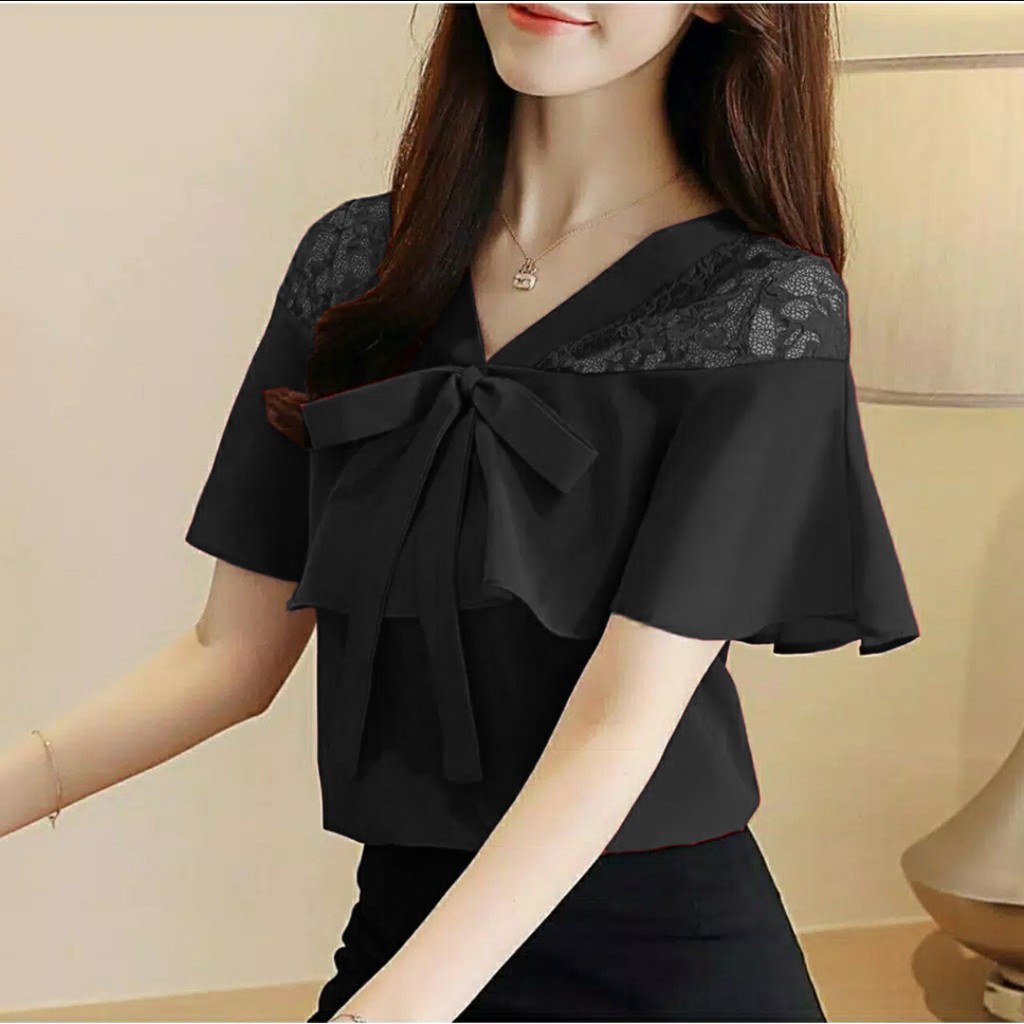 *[RXFK] Blouse Yovita / Atasan Wanita Korea / Blouse Davina / Blouse Wanita / Blouse Brukat / Blouse Wanita