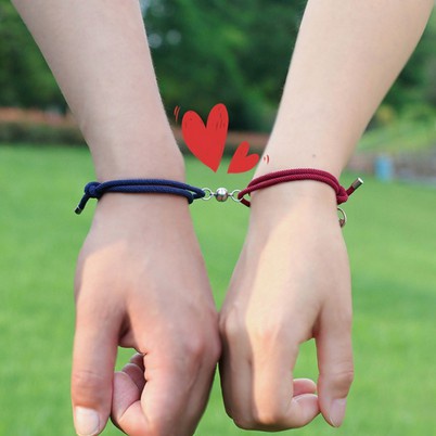 2pcs / 1Pasang Gelang Magnet Couple Gelang Tali Couple Magnet