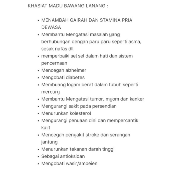 Madu Bawang Lanang Tunggal Super Dapat Mencegah Komplikasi Ibu Hamil Meningkatkan Stamina pria  Menekan Kolesterol