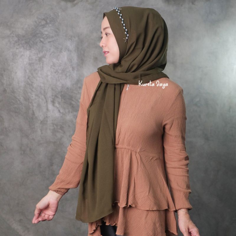 Pashmina Tali Instan Payet Diamond Strech Elastis Premium Pasmina Pesta Bando Swarosky Realpict Original PashminaPesta-Army