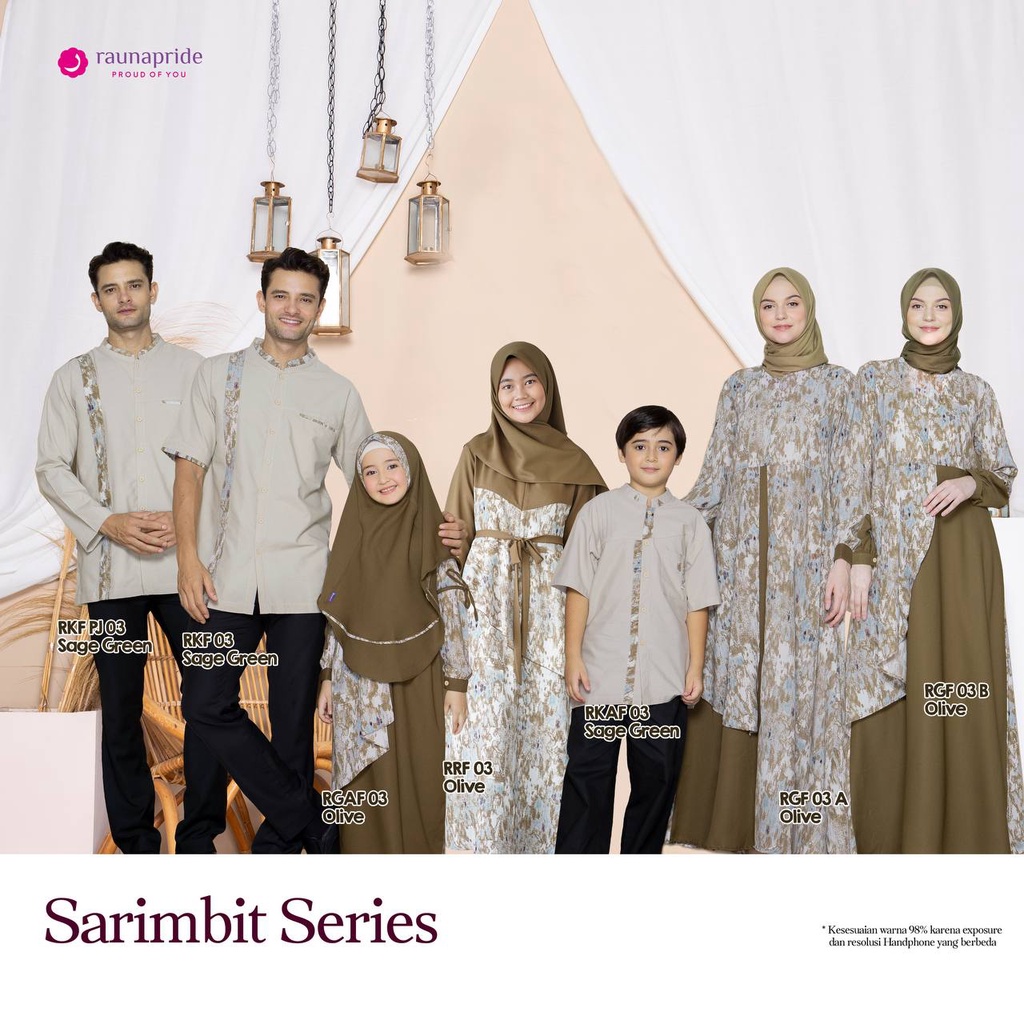 Sarimbit Rauna Couple Keluarga SR 03 Olive / Sarimbit Rauna Terbaru 2022 / RGF 03A -  RGF 03B - RRF 03 - RGAF 03 - RKF 03 - RKAF 03 / Fashion Muslim