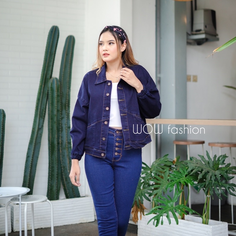 WOW-GVRS Jaket Jeans Wanita Premium / Jaket Jeans Oversize