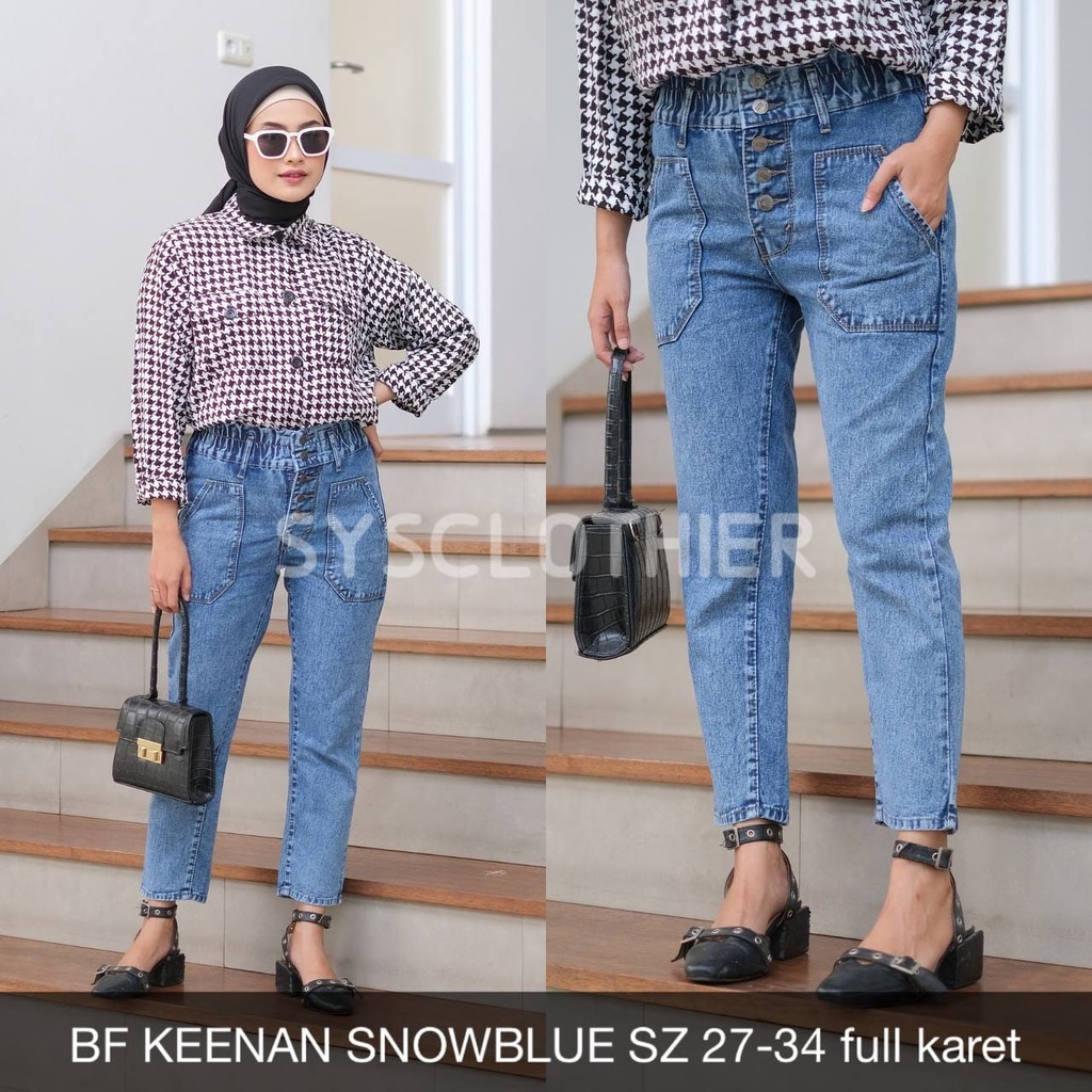 CELANA JEANS WANITA BF KEENAN RUBBER