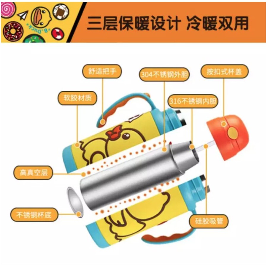 B.duck yellow duck thermos ORIGINAL waterbottles FU6