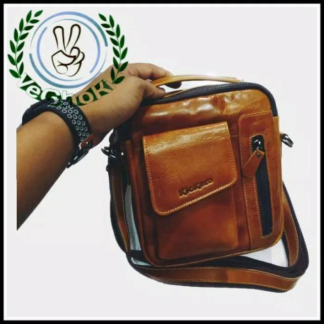 Tas Selempang Jinjing Pria Kulit Sapi Asli - Kickers