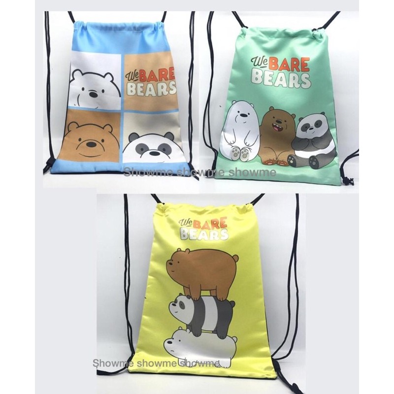 tas ransel anak sekolah serut / string  bag tk - sd -smp / we bare bears toska - kuning - biru muda