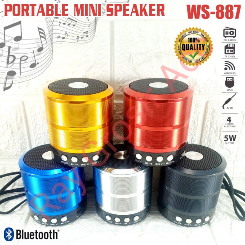 Speaker Bluetooth WS-887 Wireless Portable Ws887 Super Bass