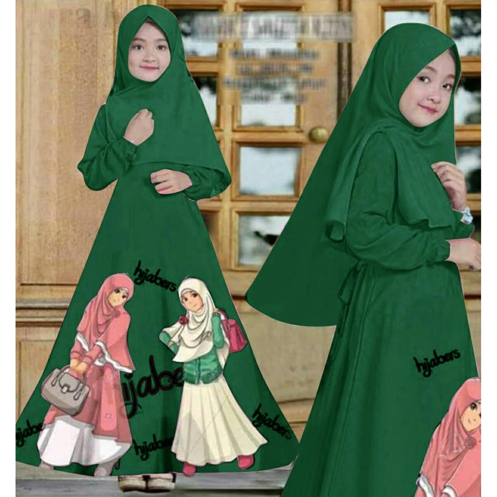 HOPYLOVY - Gamis Anak Printing Hijabers Kids Umur 8 - 10 tahun