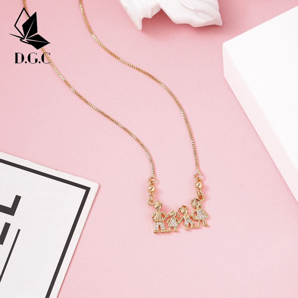 ♥️✅COD✨Kalung Anak Perempuan Inisial Potret Keluarga Liontin Fashion Aksesoris Titanium Jewelry Perhiasan Emas D657
