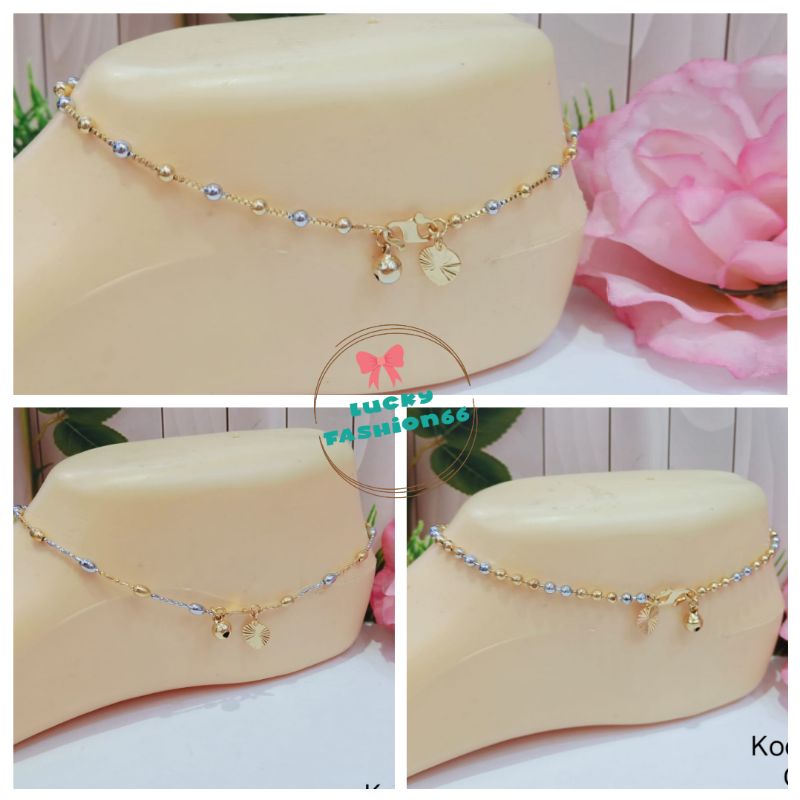 GELANG KAKI KOMBINASI TITANIUM LAPIS EMAS 24k NEW